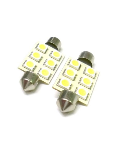 24V Lampada Led Siluro T11 C5W 41mm 6 Smd 5050 Bianco Camion