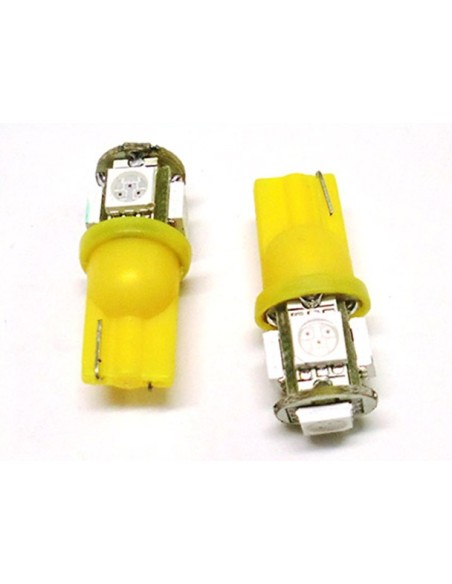 24V Lampada Led T10 W5W 5 Smd Arancione X Freccia Lateraie Camion