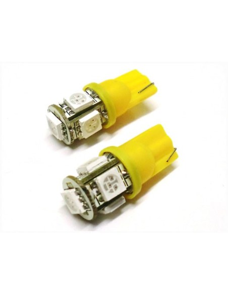 24V Lampada Led T10 W5W 5 Smd Arancione X Freccia Lateraie Camion