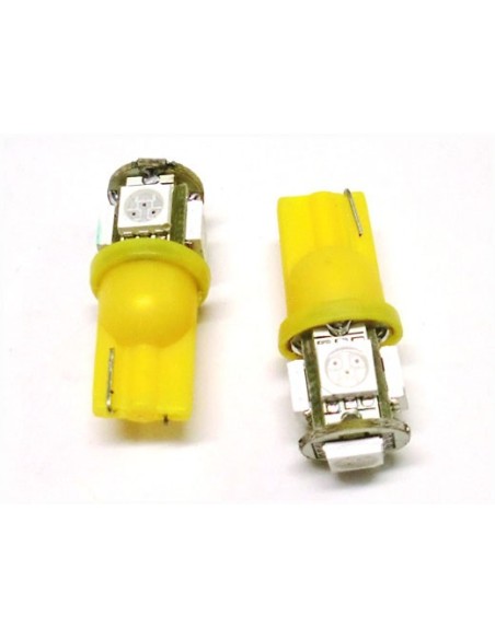24V Lampada Led T10 W5W 5 Smd Arancione X Freccia Lateraie Camion