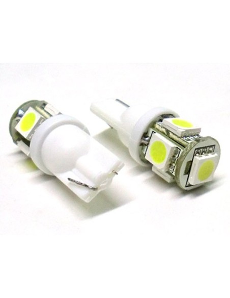 24V Lampada Led T10 W5W 5 Smd Bianco Luci Posizione Camion