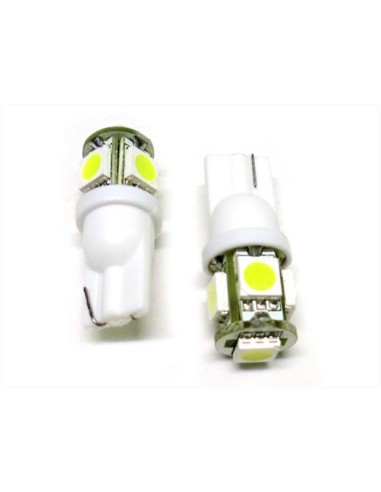 24V Lampada Led T10 W5W 5 Smd Bianco Luci Posizione Camion