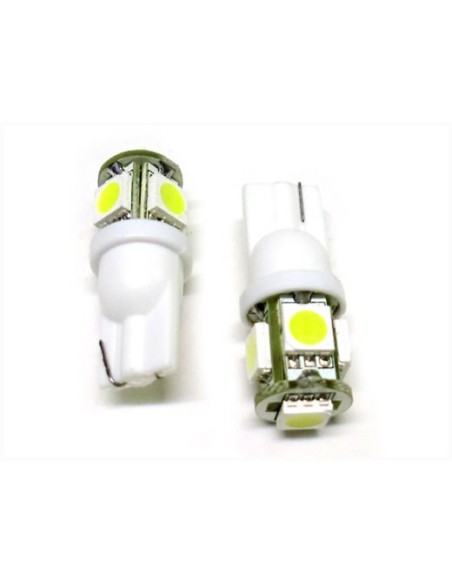 24V Lampada Led T10 W5W 5 Smd Bianco Luci Posizione Camion