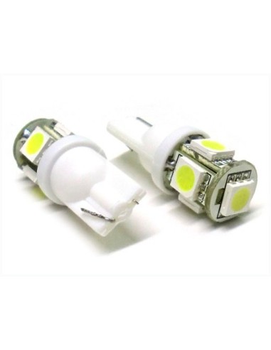 24V Lampada Led T10 W5W 5 Smd Bianco Luci Posizione Camion