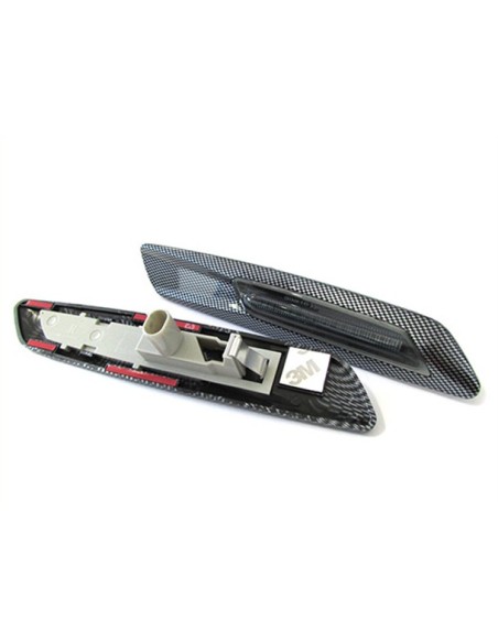 Kit Freccia Laterale a Led Side Marker 3D Carbonio Lente Fume BMW E81 E82 E87 E88 E90 E91 E92 E93 E60 E61 F10