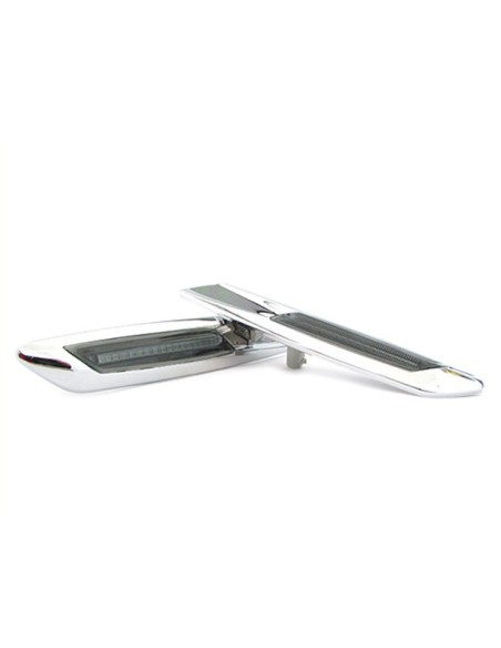 Kit Freccia Laterale a Led Side Marker Argento Cromato Lente Fume BMW E81 E82 E87 E88 E90 E91 E92 E93 E60 E61 F10