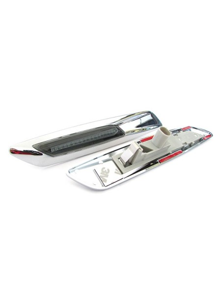 Kit Freccia Laterale a Led Side Marker Argento Cromato Lente Fume BMW E81 E82 E87 E88 E90 E91 E92 E93 E60 E61 F10