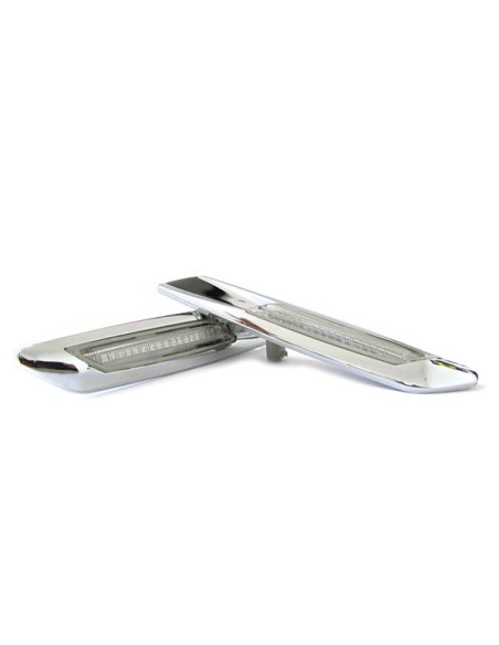 Kit Freccia Laterale a Led Side Marker Argento Cromato Lente Trasparente BMW E81 E82 E87 E88 E90 E91 E92 E93 E60 E61 F10