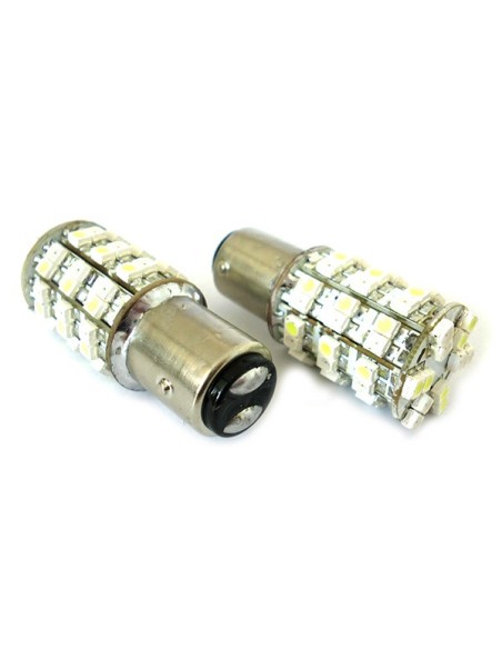 Lampada Led BAY15D 1157 P21/5W 60 Smd Bi Color Bianco Arancione Luce Freccia