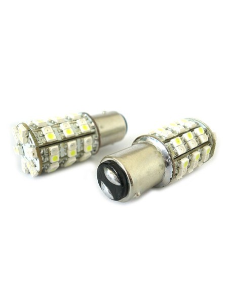 Lampada Led BAY15D 1157 P21/5W 60 Smd Bi Color Bianco Arancione Luce Freccia