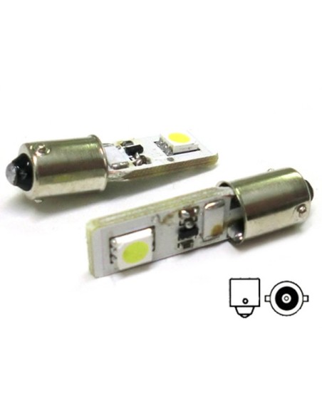 Lampada Led Canbus BA9S T4W 2 Smd No Errore Piedi Diritti 12V Con Resistenza