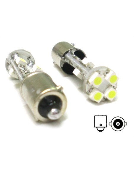 Lampada Led Canbus BA9S T4W 8 Smd No Errore Piedi Diritti 12V Con Resistenza
