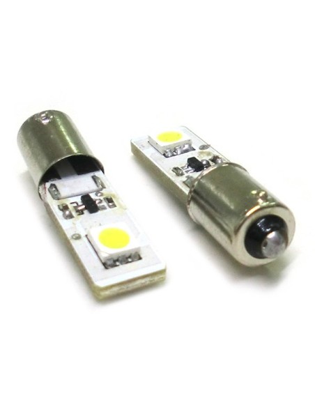 Lampada Led Canbus BAX9S H6W 2 Smd No Errore Piedi Storti 12V Luci Posizione Con Resistenza