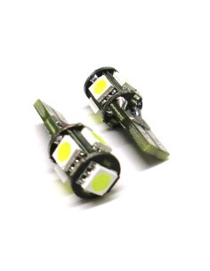 Lampada Led Canbus T10 W5W 5 Smd Bianco No Errore 12V Luci di Posizione Con Resistenza 2
