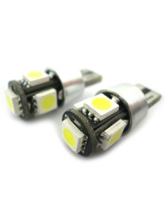 Lampada Led Canbus T10 W5W Luci di Posizione 12V 5 Smd Bianco No Errore New Con Resistenza 2
