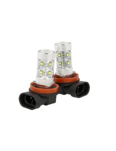 Lampada Led H8 PGJ19-1 50W 12V 24V Per Fendinebbia Super Potente e Bianco Xenon 10 Smd Cree Da 5W 2