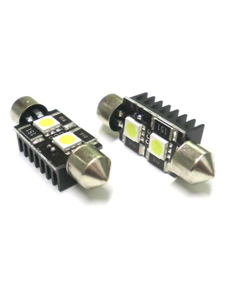 Lampada Led Siluro Canbus No Errore T11 C5W 39mm 2 SMD 5050 12V Luci Targa Con Resistenza