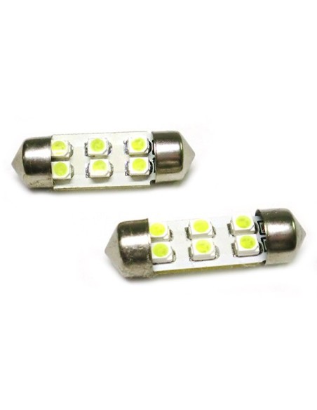 Lampada Led Siluro T11 C5W 31mm 6 Smd Bianco Ghiaccio 12V Luci Targa