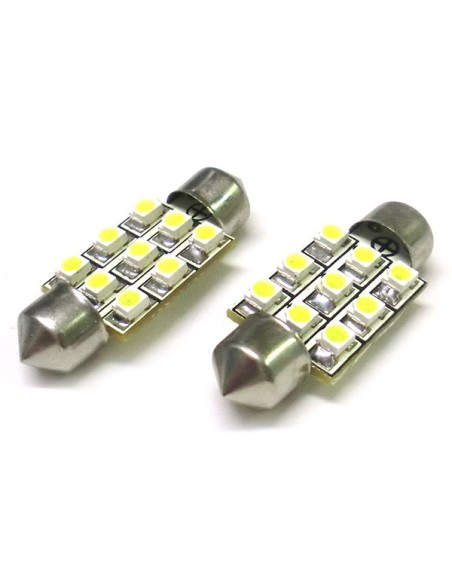 Lampada Led Siluro T11 C5W 39mm 9 Smd Bianco Freddo 12V Luci Targa