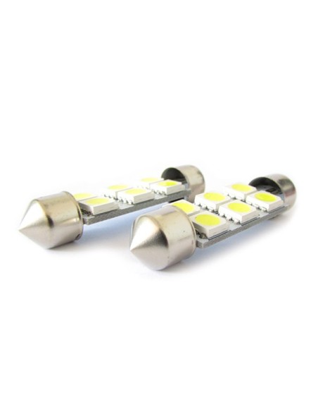 Lampada Led Siluro T11 C5W 41mm 6 Smd 5050 Bianco Ghiaccio 12V Luci Targa