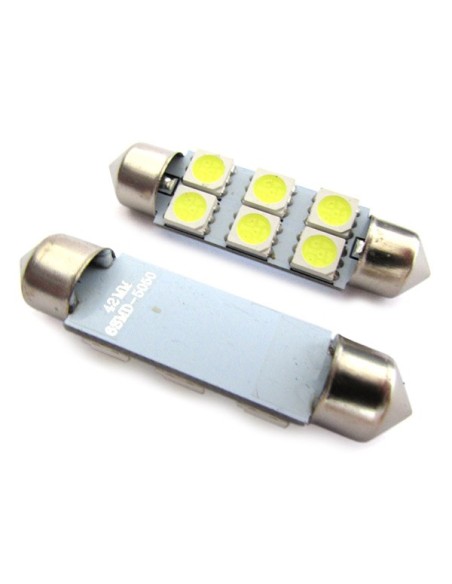 Lampada Led Siluro T11 C5W 41mm 6 Smd 5050 Bianco Ghiaccio 12V Luci Targa