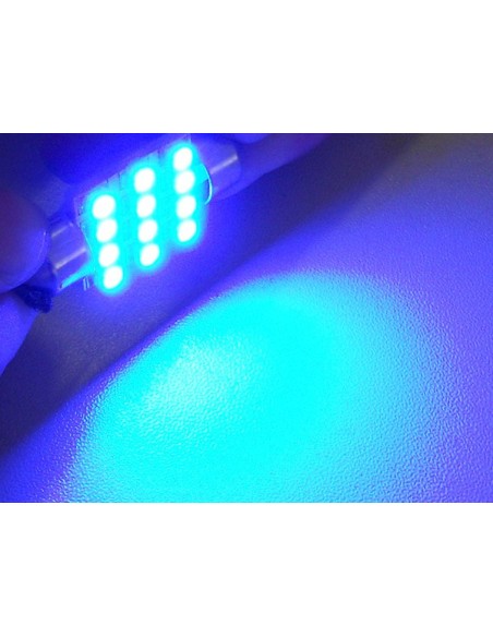 Lampada Led Siluro T11 C5W 42mm 12 Smd Colore Blue 12V Luci Targa e Lettura