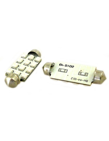 Lampada Led Siluro T11 C5W 42mm 12 Smd Colore Blue 12V Luci Targa e Lettura