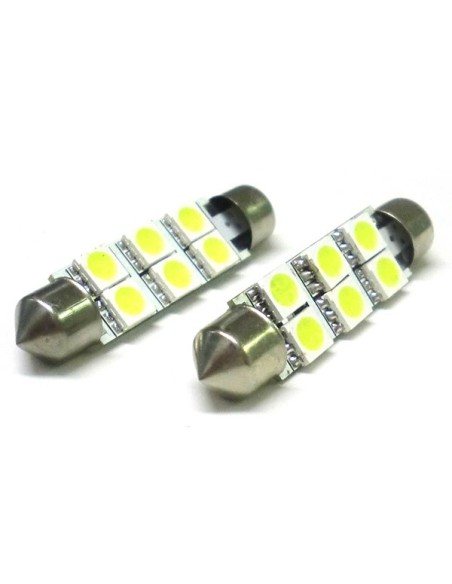 Lampada Led Siluro T11 C5W 46mm 6 Smd 5050 Bianco Ghiaccio 12V Luci Targa