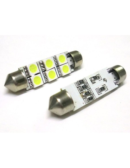 Lampada Led Siluro T11 C5W 46mm 6 Smd 5050 Bianco Ghiaccio 12V Luci Targa