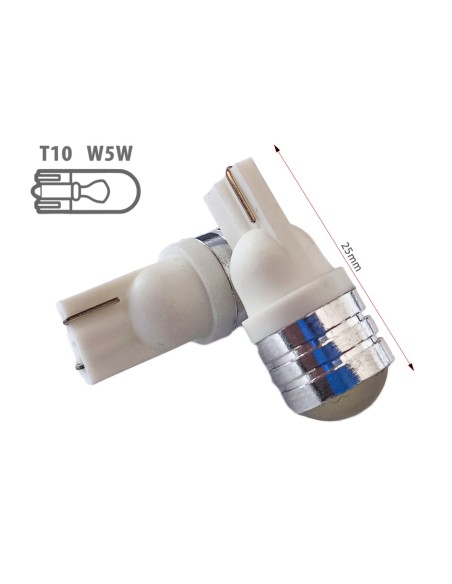 Lampada Led T10 W5W 1 COB da 1W Bianco Luci Posizione 12V