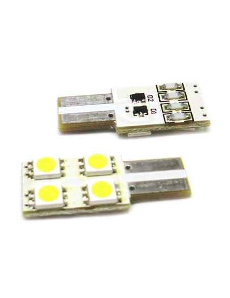 Lampada Led T10 W5W 4 Smd 5050 No Polarita Bianco 12V Luci Targa Portiere
