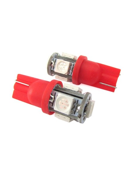 Lampada Led T10 W5W 5 Smd 5050 Colore Rosso Luci Di Posizione 12V
