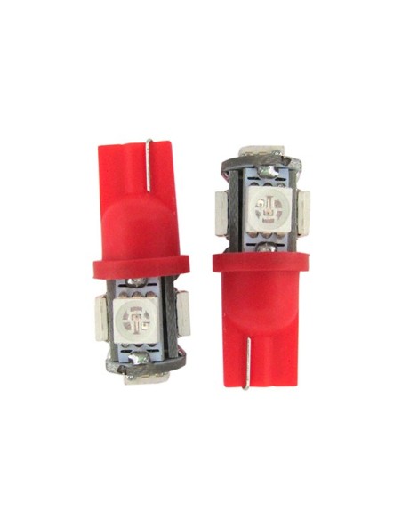 Lampada Led T10 W5W 5 Smd 5050 Colore Rosso Luci Di Posizione 12V