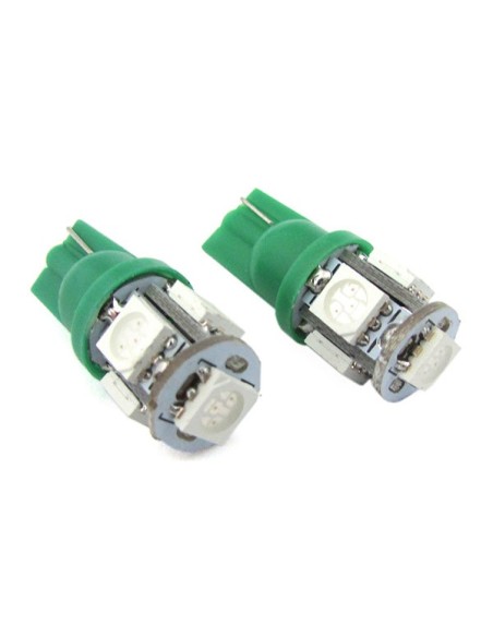 Lampada Led T10 W5W 5 Smd 5050 Colore Verde Luci Di Posizione 12V