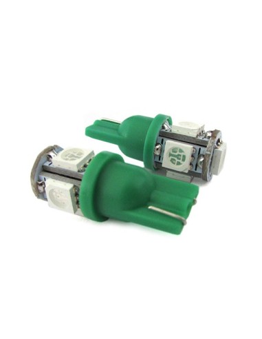 Lampada Led T10 W5W 5 Smd 5050 Colore Verde Luci Di Posizione 12V