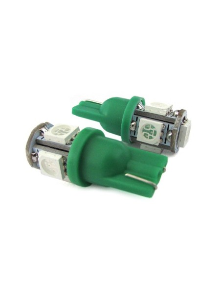 Lampada Led T10 W5W 5 Smd 5050 Colore Verde Luci Di Posizione 12V