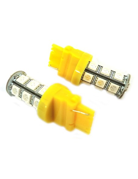 Lampada Led T25 3156 P27W 18 Smd 5050 Arancione 12V Auto W2.5x16d