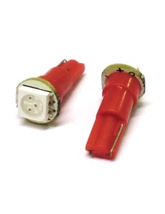 Lampada Led T5 W1,2W 1 Smd Rosso Luci Cruscotto 12V