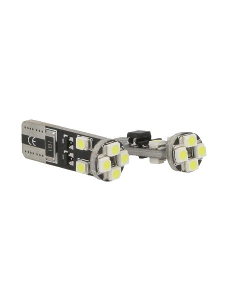 Lampadina Led Canbus T10 W5W 8 Smd 3528 Bianco No Errore Check Luci 12V Senza Polarita