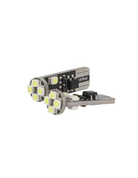 Lampadina Led Canbus T10 W5W 8 Smd 3528 Bianco No Errore Check Luci 12V Senza Polarita