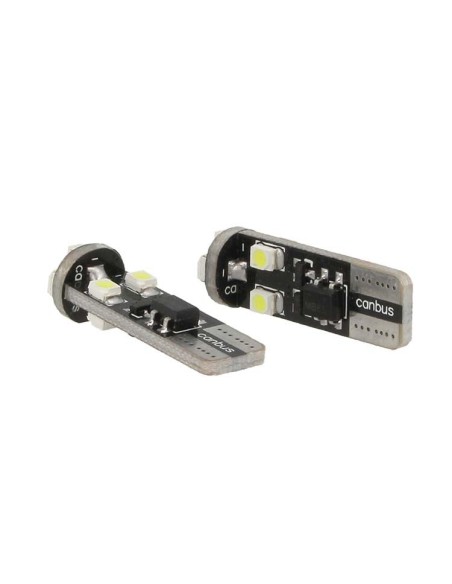Lampadina Led Canbus T10 W5W 8 Smd 3528 Bianco No Errore Check Luci 12V Senza Polarita