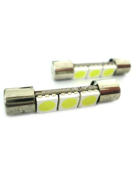 Lampadina Led Micro Siluro 12V T11 28mm 3 Smd 5050 Bianco Per Luci Di Cortesia Nel Parasole