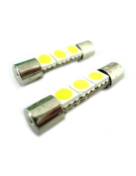 Lampadina Led Micro Siluro 12V T11 28mm 3 Smd 5050 Bianco Per Luci Di Cortesia Nel Parasole