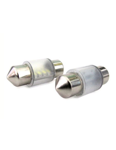Lampadina Led Micro Siluro T11 28mm 12V 1W Bianco Freddo Per Luci Di Cortesia Nel Parasole 8 Smd 3014