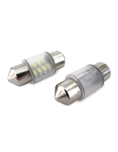 Lampadina Led Micro Siluro T11 28mm 12V 1W Bianco Freddo Per Luci Di Cortesia Nel Parasole 8 Smd 3014