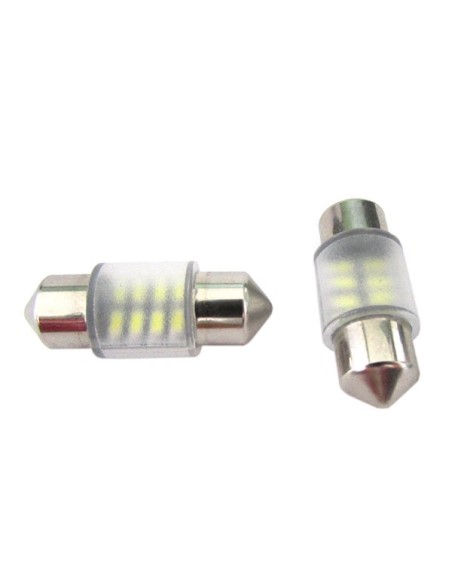 Lampadina Led Micro Siluro T11 28mm 12V 1W Bianco Freddo Per Luci Di Cortesia Nel Parasole 8 Smd 3014