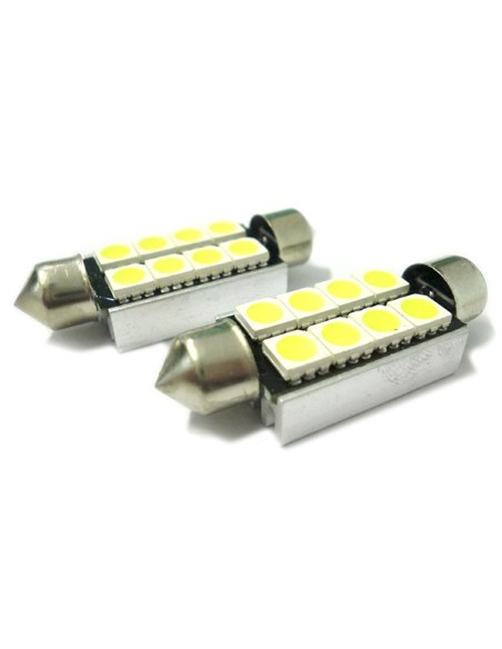Lampadina Led Siluro Canbus T11 C5W 42mm 8 SMD 5050 12V Luci Targa Con Dissipatore