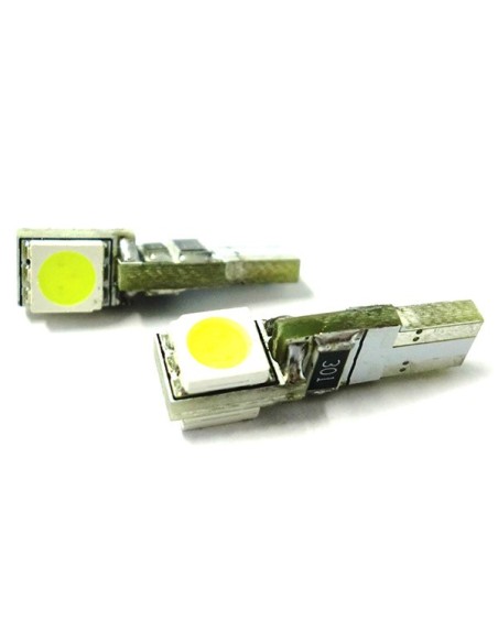 Lampadina Led T5 Canbus W1,2W 2 Smd 5050 Luci Cruscotto e Strumentazione 12V Bianco