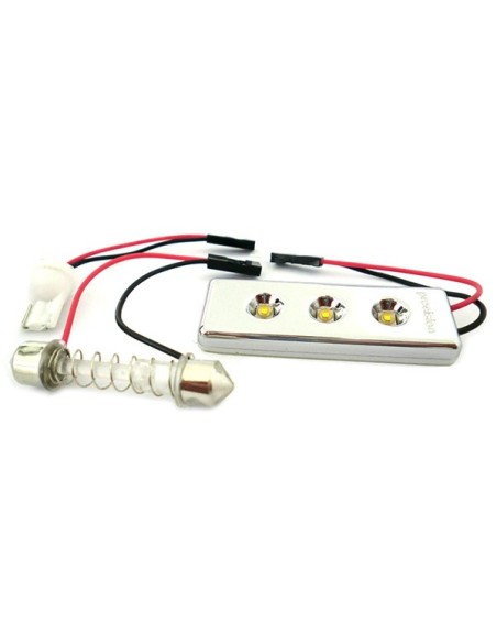 Pannello Led Per Luci Plafoniera Abitacolo Cortesia Auto 3 Smd PCB Osram Bianco 12V T10 e Siluro