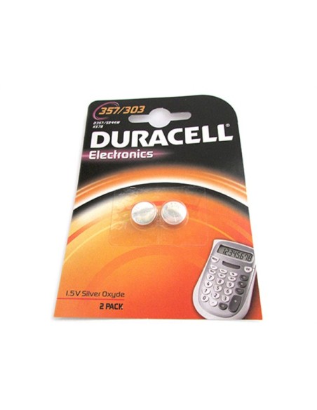 Pila Batteria A Bottone Duracell Silver Oxide 357 303 D357 SR44W KS76 Per Orologi Calcolatrice Confezione Da 2 Pile